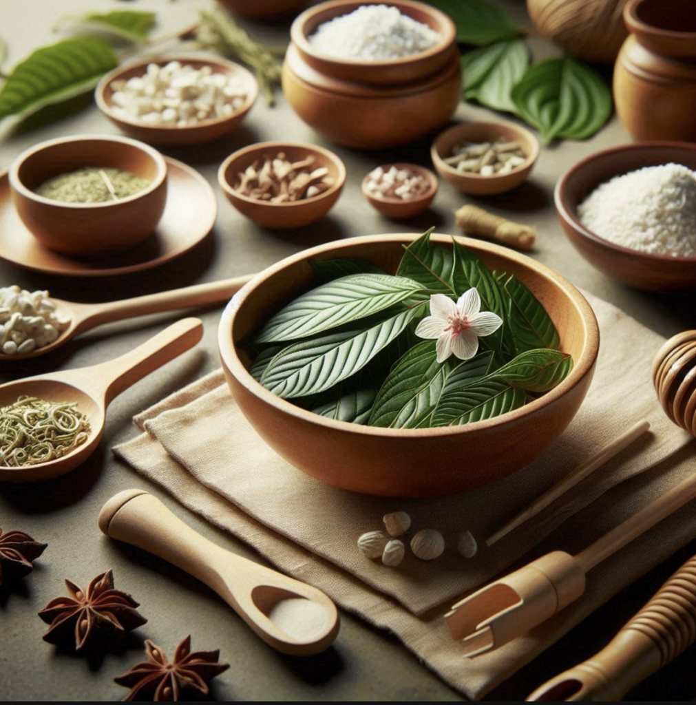 Bílý kratom v misce