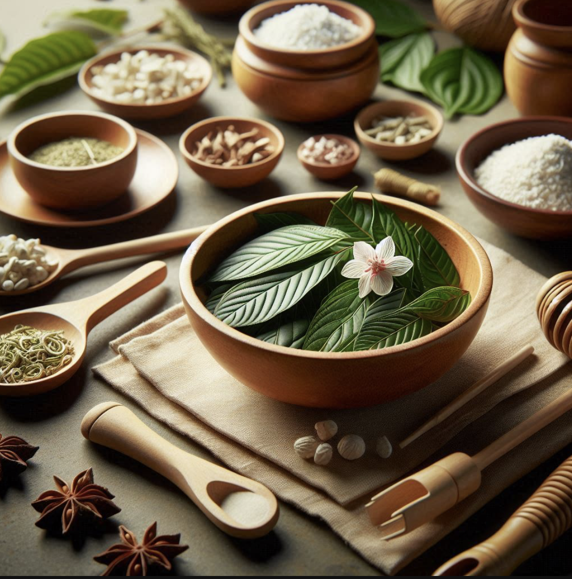 Bílý kratom v misce